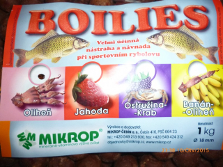 Boilies 1kg (banán-oliheň,oliheň, ostružina-krab, jahoda)